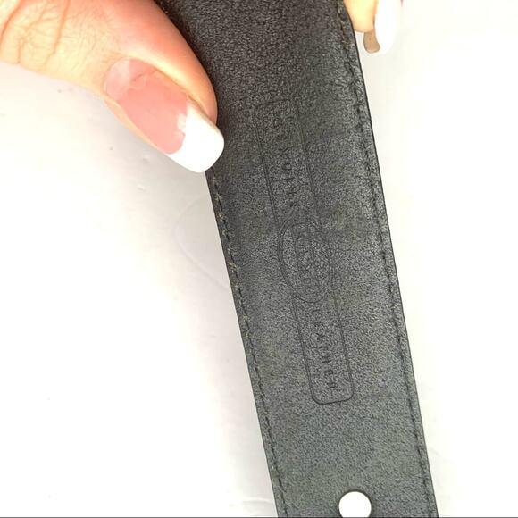 Fossil black leather with boho silver grommets belt - Picture 8 of 13